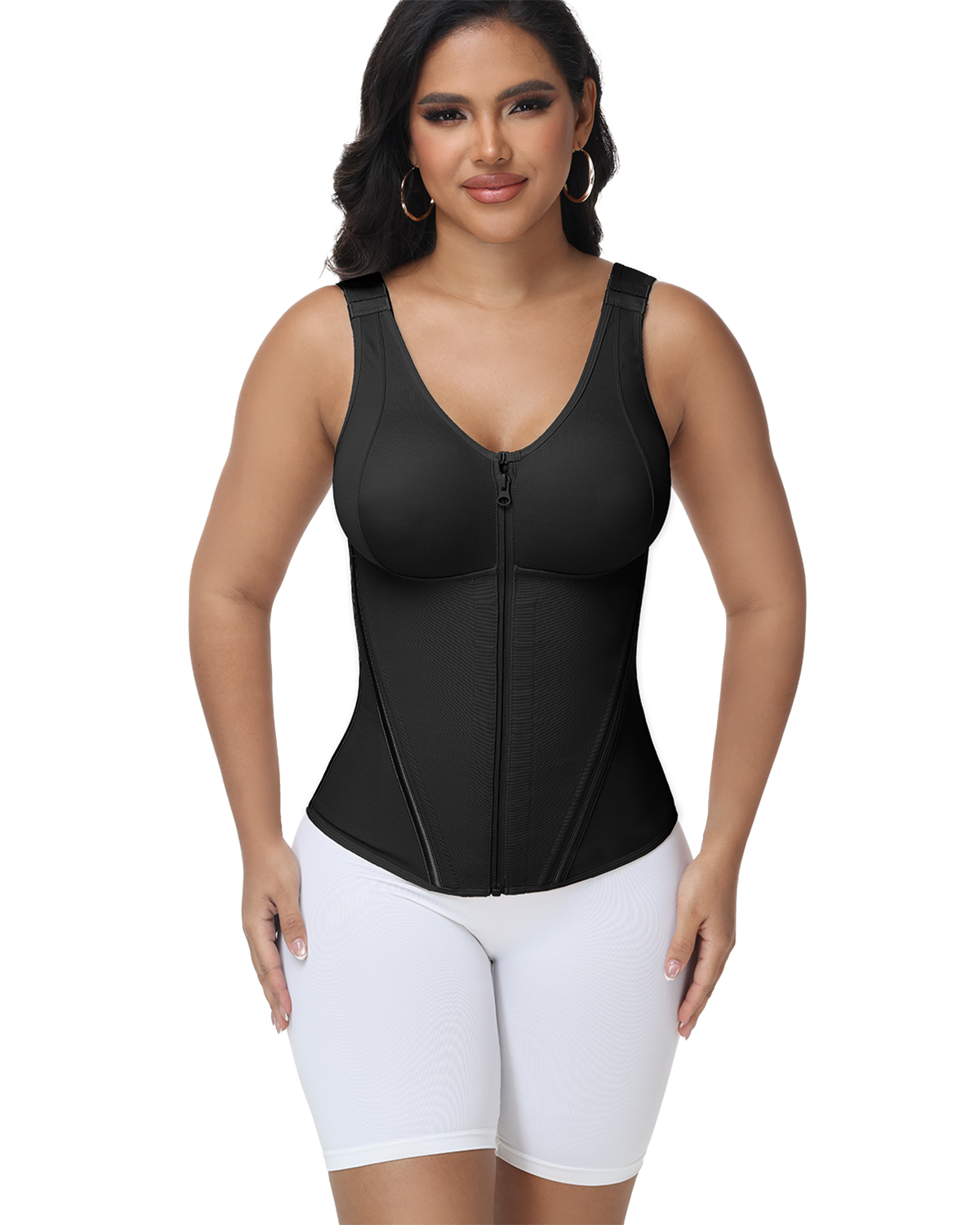 Chaleco Corset Shapshe® con Sostén Acolchado, Cremallera Frontal, Faja Moldeadora de Cintura