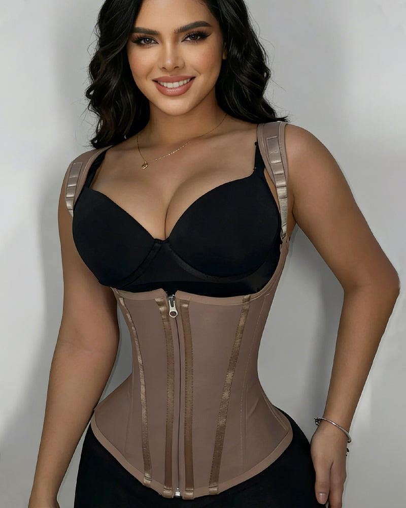 Corset Shapshe® Reloj de Arena con Cremallera, Ganchos y Ojos, Doble Compresión, Control de Abdomen, Cinturilla Reductora