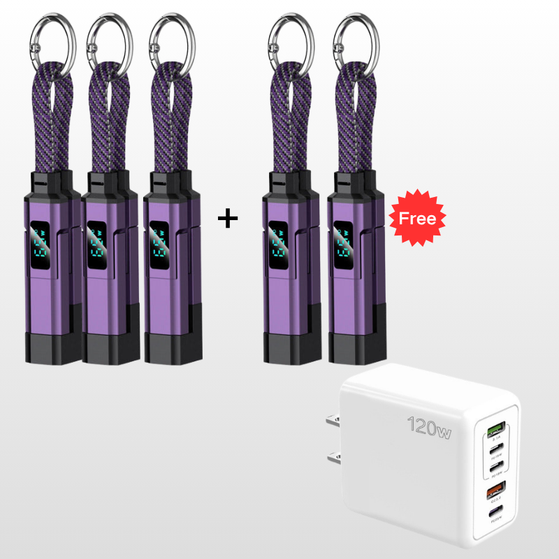 🔌⚡ ¡OFERTA 50% OFF! Cable de Llavero 4 en 1 – Carga Rápida y Siempre Contigo