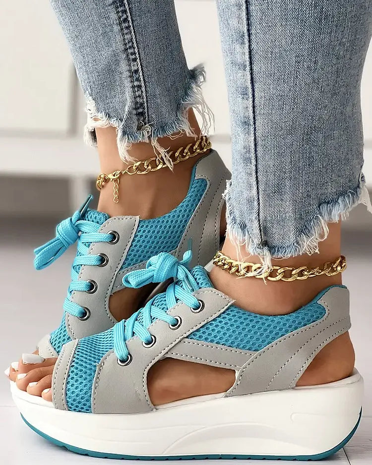 ✨SANDALIAS MUFFIN CON CORDONES Y ABERTURAS CON PANELES EN CONTRASTE✨
