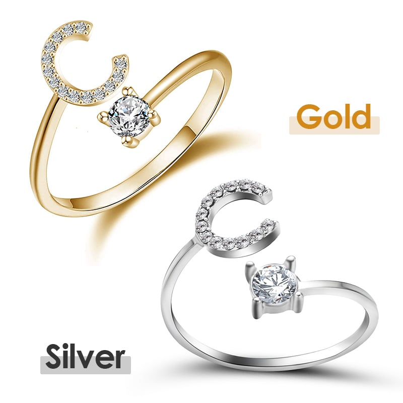💍 ¡50% DE DESCUENTO AHORA! ❤️ Anillo con inicial de amor: personalizado, ajustable y perfecto como regalo significativo para ti o para un ser querido ✨