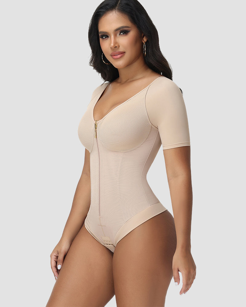 Shapshe® Body de Tanga con Control de Abdomen y Mangas Cortas