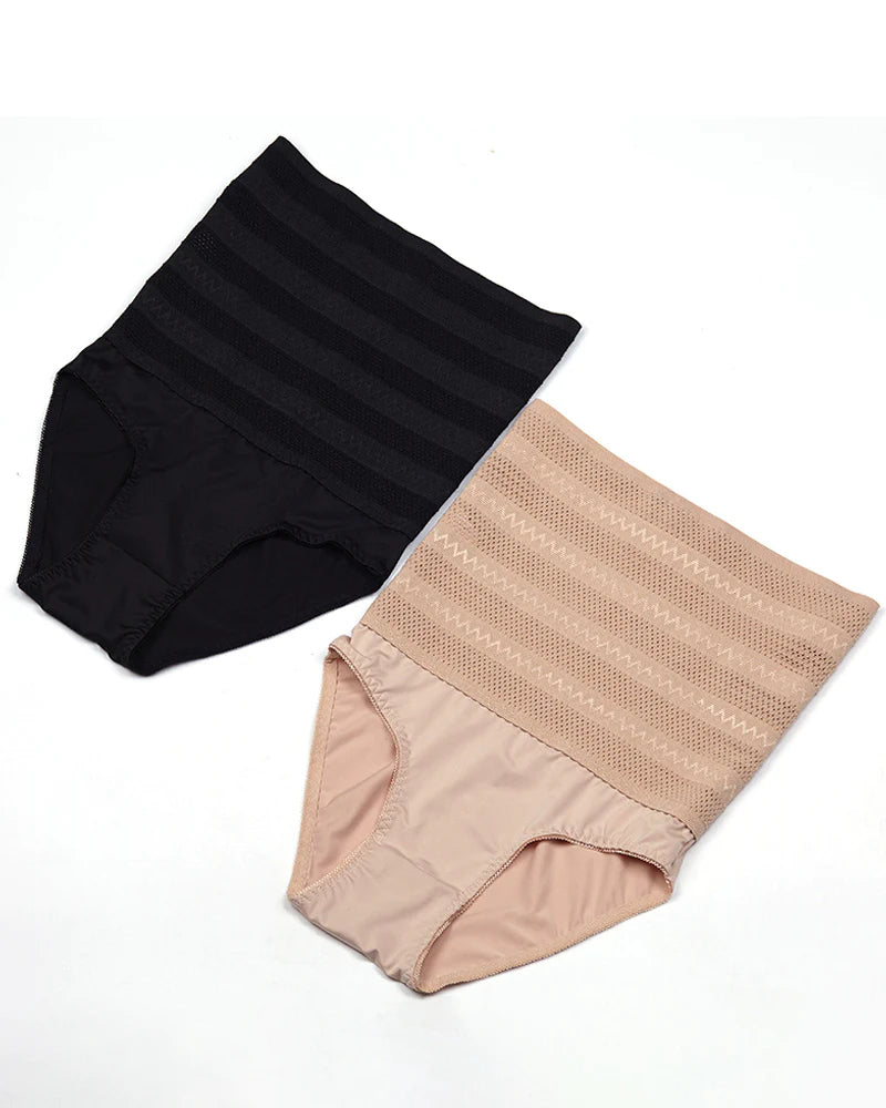 Panty Moldeador de Cintura Alta para Mujer con Estampado Chevron y Control de Abdomen, Braguitas de Malla