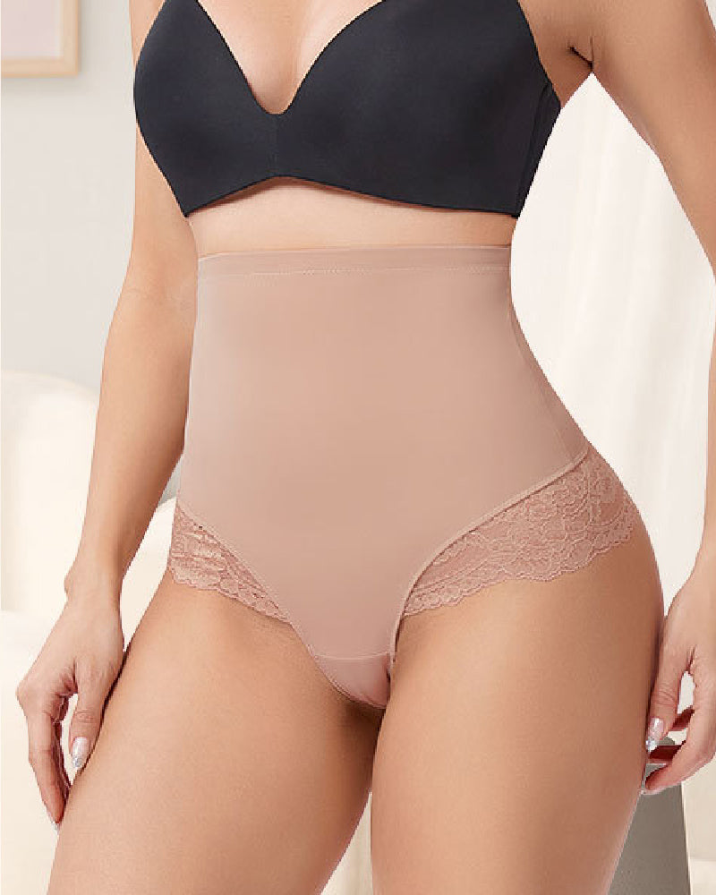 Bragas Moldeadoras de Encaje Sin Costuras con Control de Abdomen, Cintura Alta y Compresión, Tanga Interior