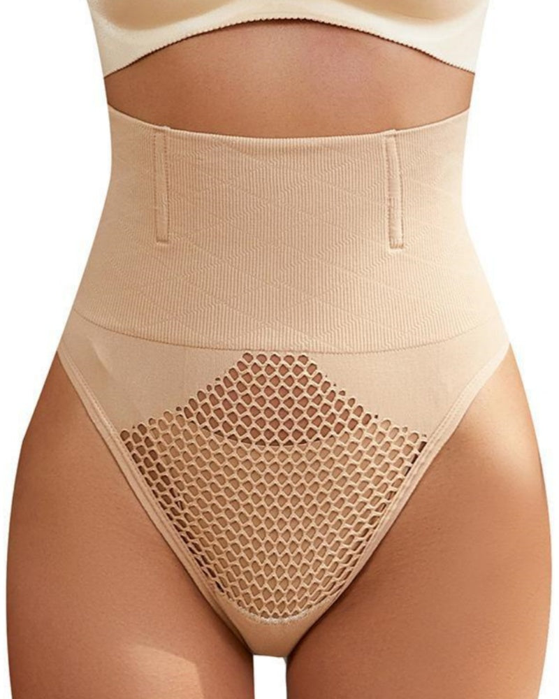 Faja Moldeadora Fina de Cintura Alta Hueca con Diseño para Abdomen en Estilo Tanga