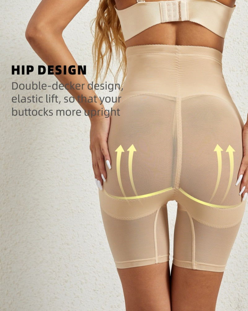 Shorts moldeadores de malla elástica de cintura alta con hebilla ajustable
