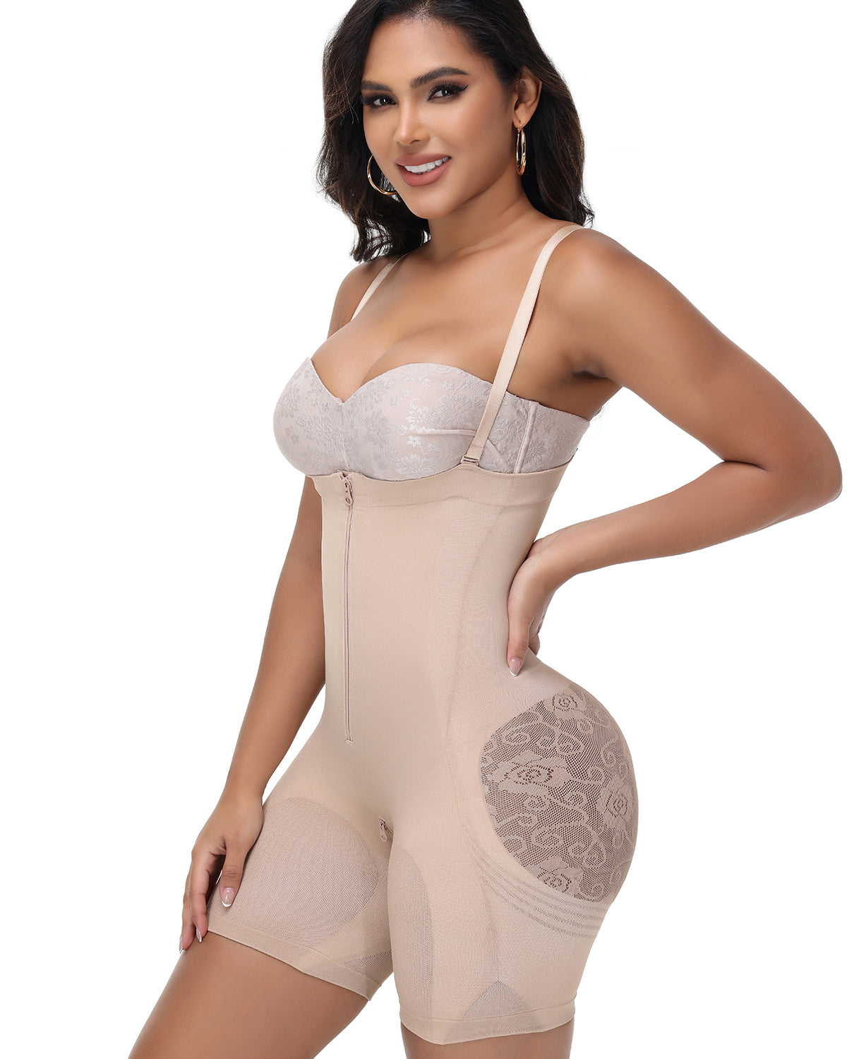 Shapshe® Shorts Moldeadores de Cintura Alta con Malla para Cadera y Cierre de Cremallera para Mujer