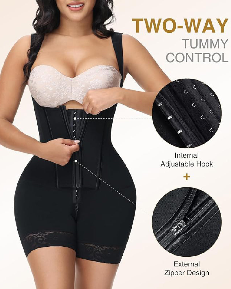 Shapshe® Faja de Alta Compresión con Cremallera Frontal hasta Media Muslo