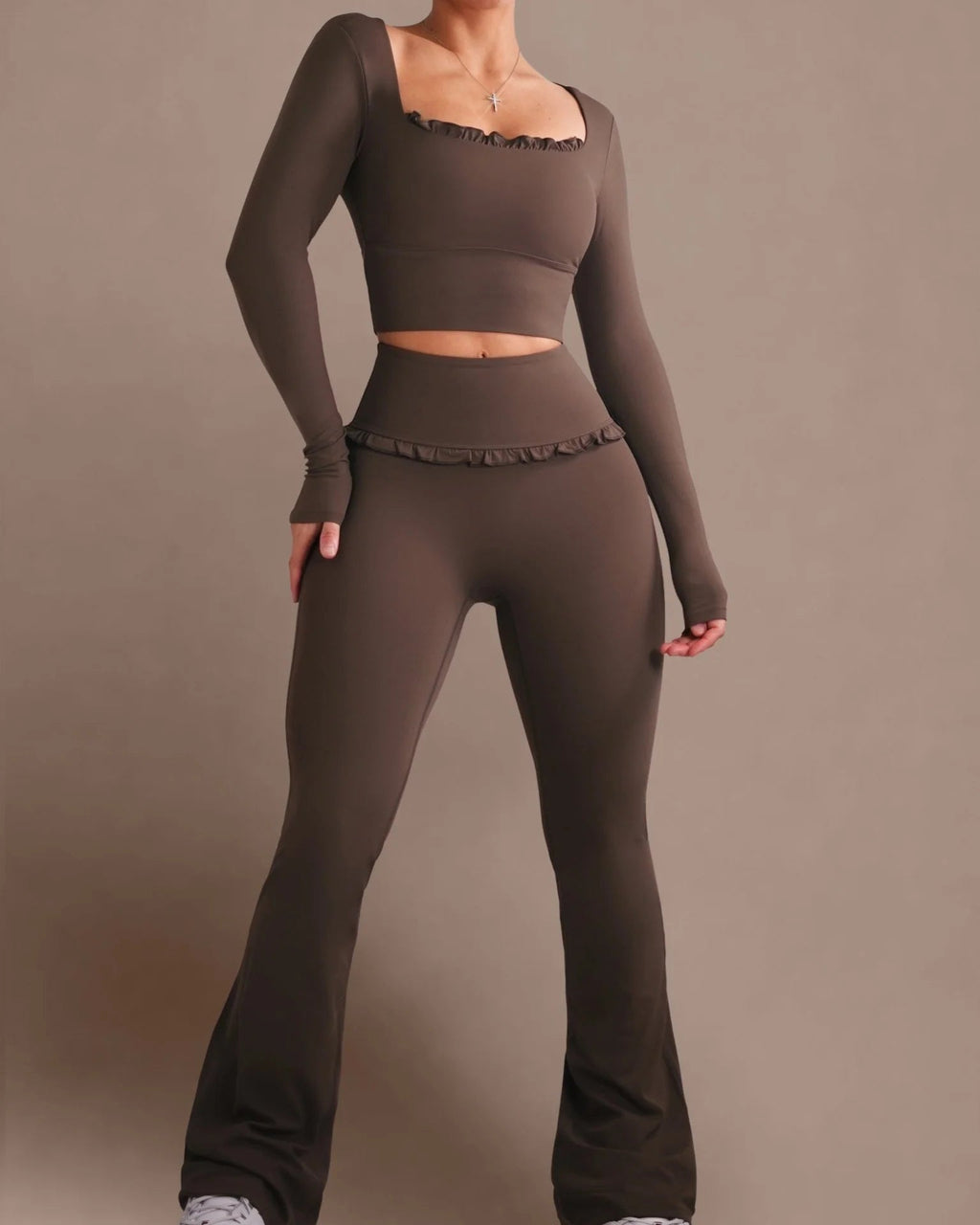 Conjunto Deportivo de Ballet con Volantes, Ajustado, Alta Elasticidad para Fitness y Yoga