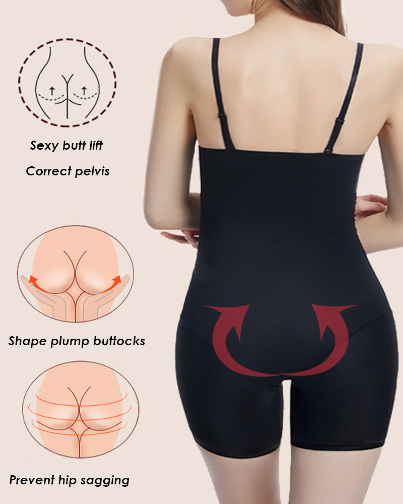 Body moldeador sin costuras hasta mitad del muslo, sin tirantes, con control de abdomen y sostén integrado