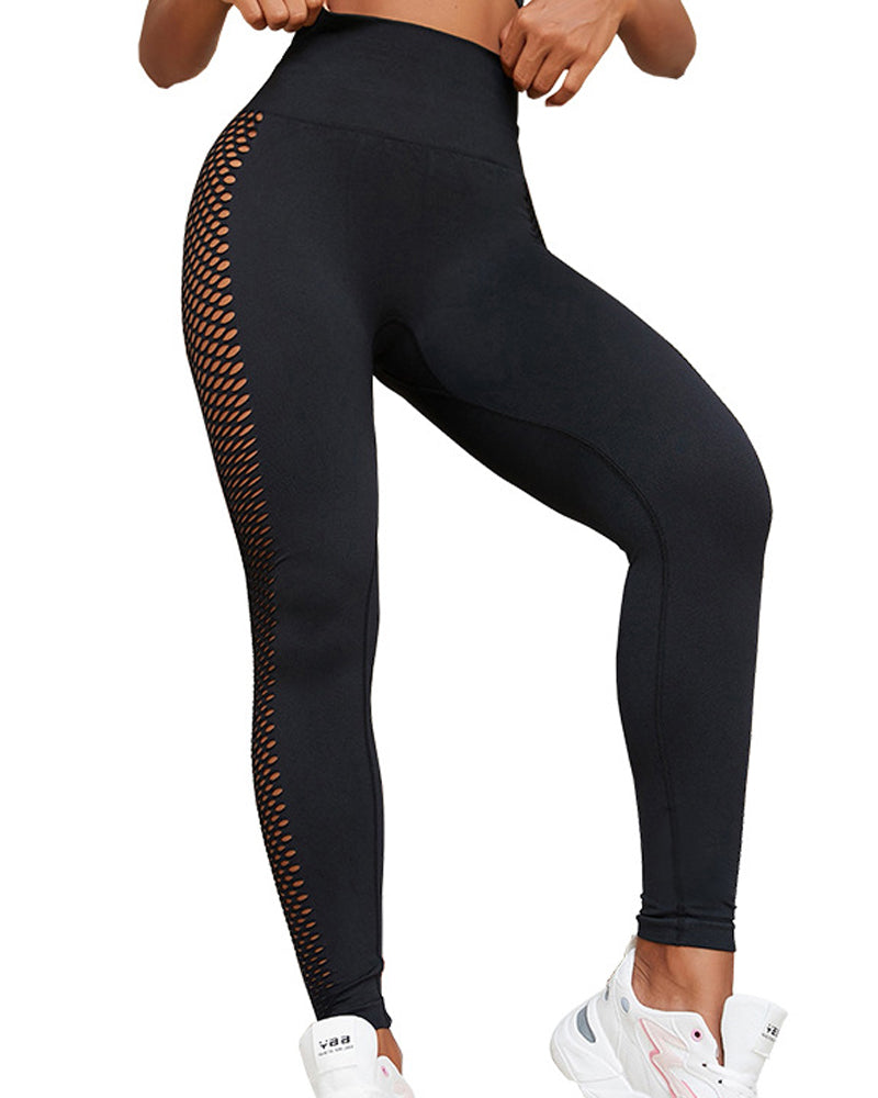 Pantalones deportivos de yoga para mujer, elásticos, sin costuras, que levantan glúteos y absorben el sudor