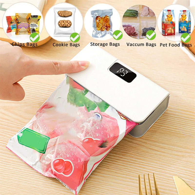⏰ ¡Oferta Limitada 50% OFF! 🥪 Máquina Selladora de Bolsas – Mantén tus Snacks y Alimentos Frescos Fácil y Rápido ✨🍿