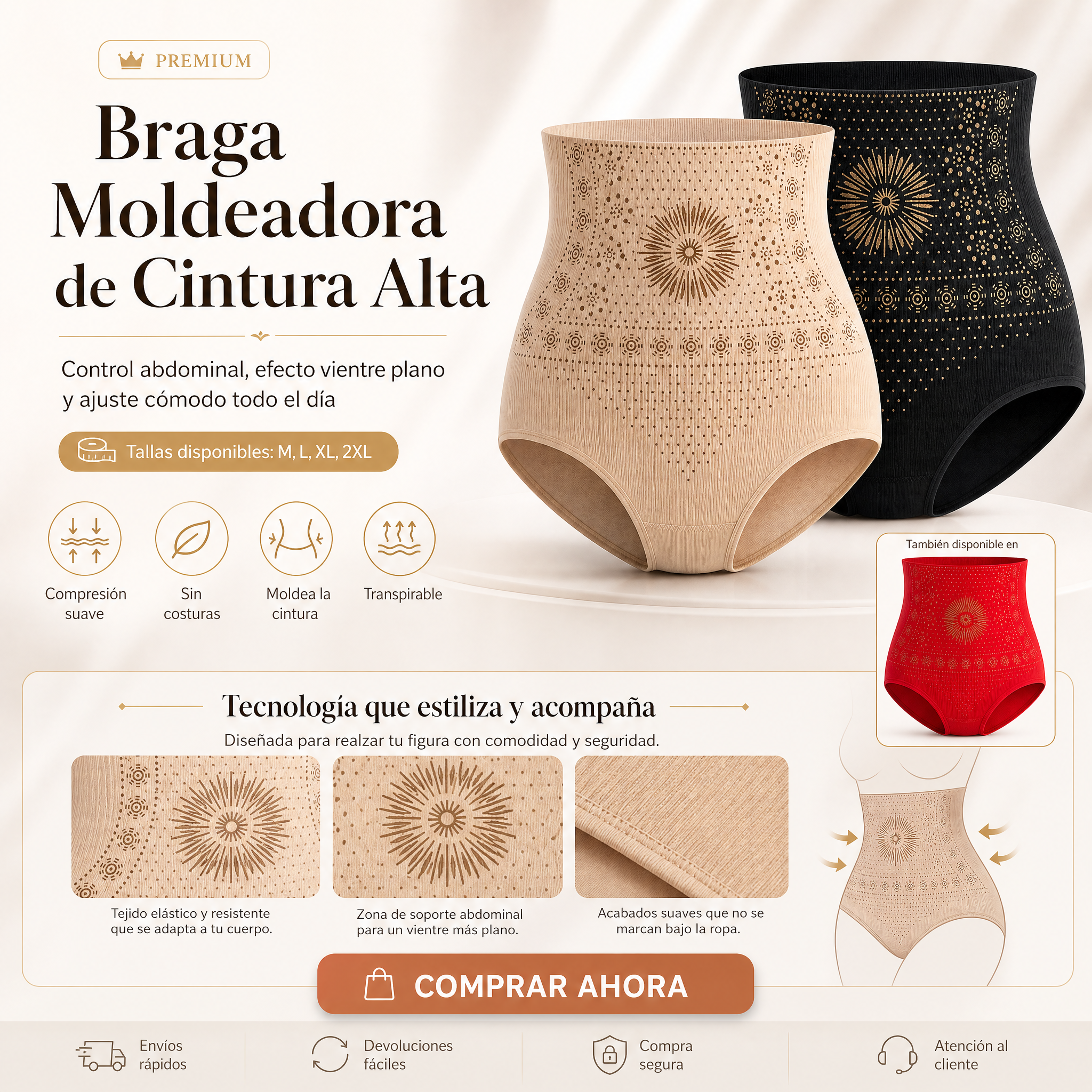 🔥✨ ¡OFERTA 50% OFF! Short Moldeador Cintura Alta – Control Abdomen y Realce de Curvas