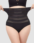 Panty Moldeador de Cintura Alta para Mujer con Estampado Chevron y Control de Abdomen, Braguitas de Malla
