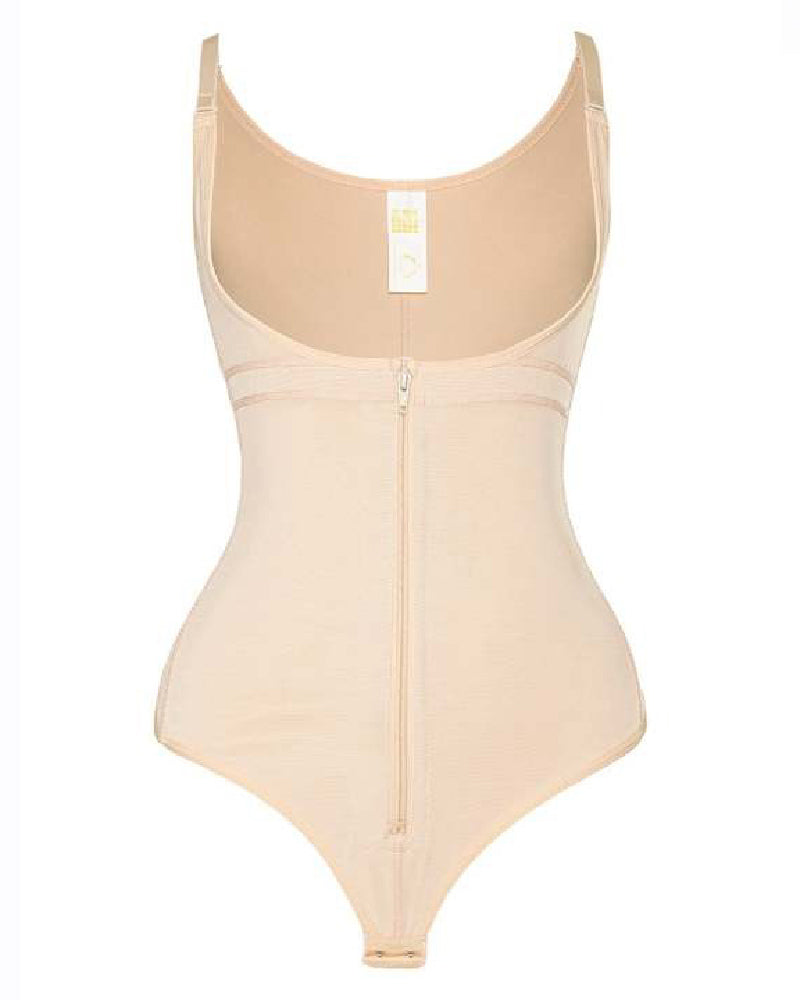 Moldeador de Cuerpo para Mujer con Control de Abdomen, Escote Abierto, Cierre de Cremallera, Tanga y Tallas Grandes