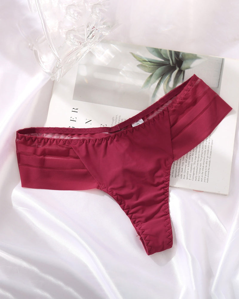 Bragas Sexys de Seda Helada a Rayas para Mujer, Sin Costuras, de Cintura Baja y Transpirables, Tanga