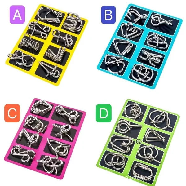 🧠 Juego Educativo de Metal – Rompecabezas de 9 Aros para Niños y Adultos 👧👦✨