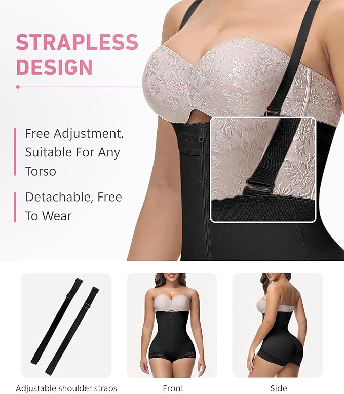 Shapshe® Fajas Colombianas Moldeadoras con Cremallera, Control de Abdomen, Abrir en el Busto, Prenda de Compresión Shapewear
