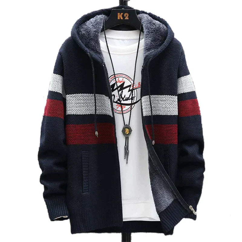 Chaqueta cálida de polar a rayas para hombre