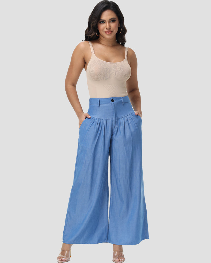 Jeans de pierna ancha de cintura alta casual y a la moda para mujer