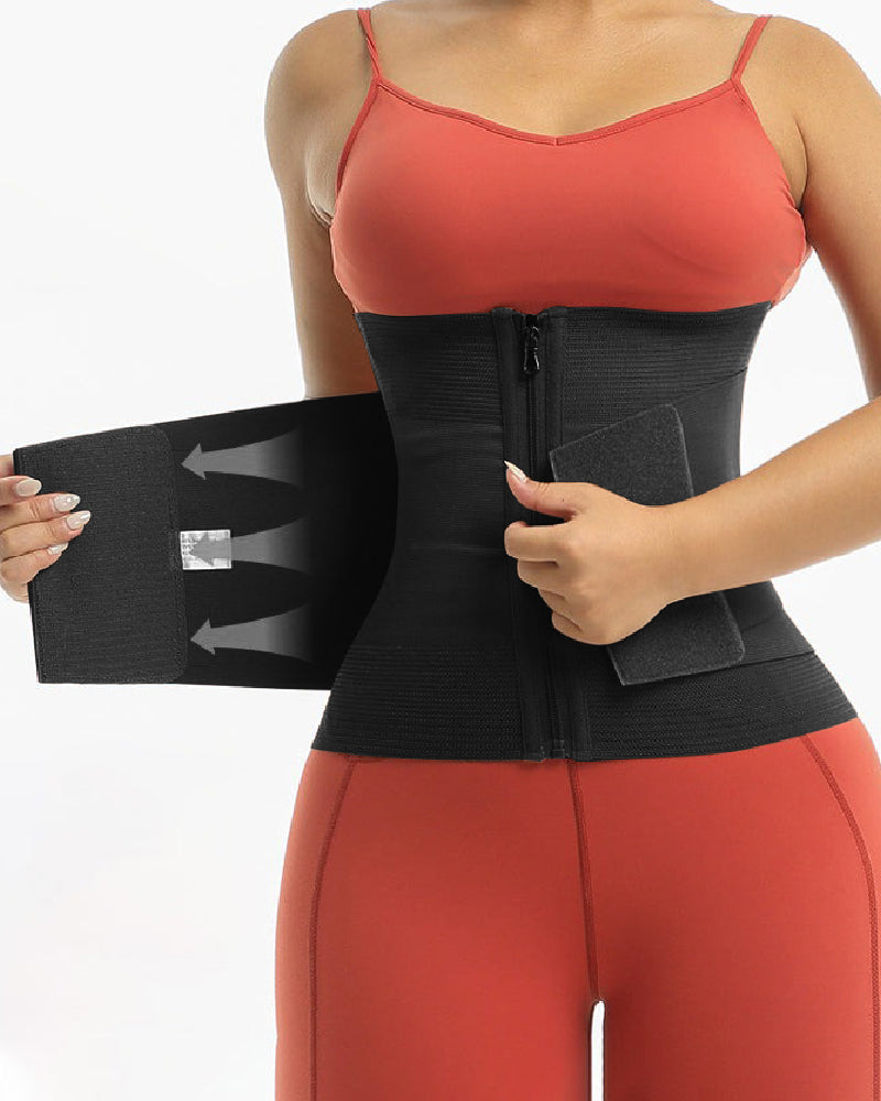 Corset Faja de Cintura con Cremallera y Doble Compresión