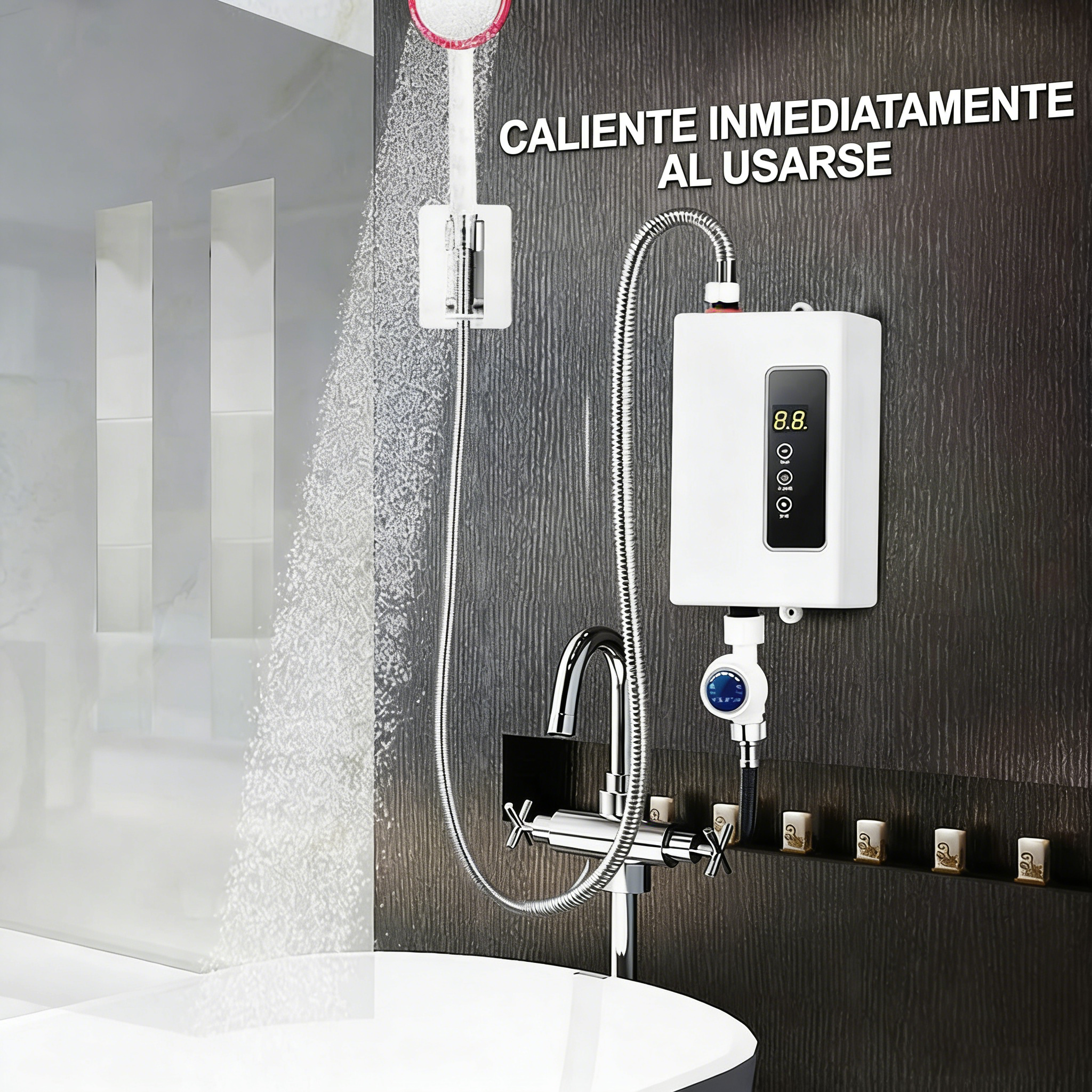 🔥 Calentador de Agua Instantáneo sin Tanque – Diseño Compacto con Control de Temperatura Digital para Ahorro de Energía ⚡🚿