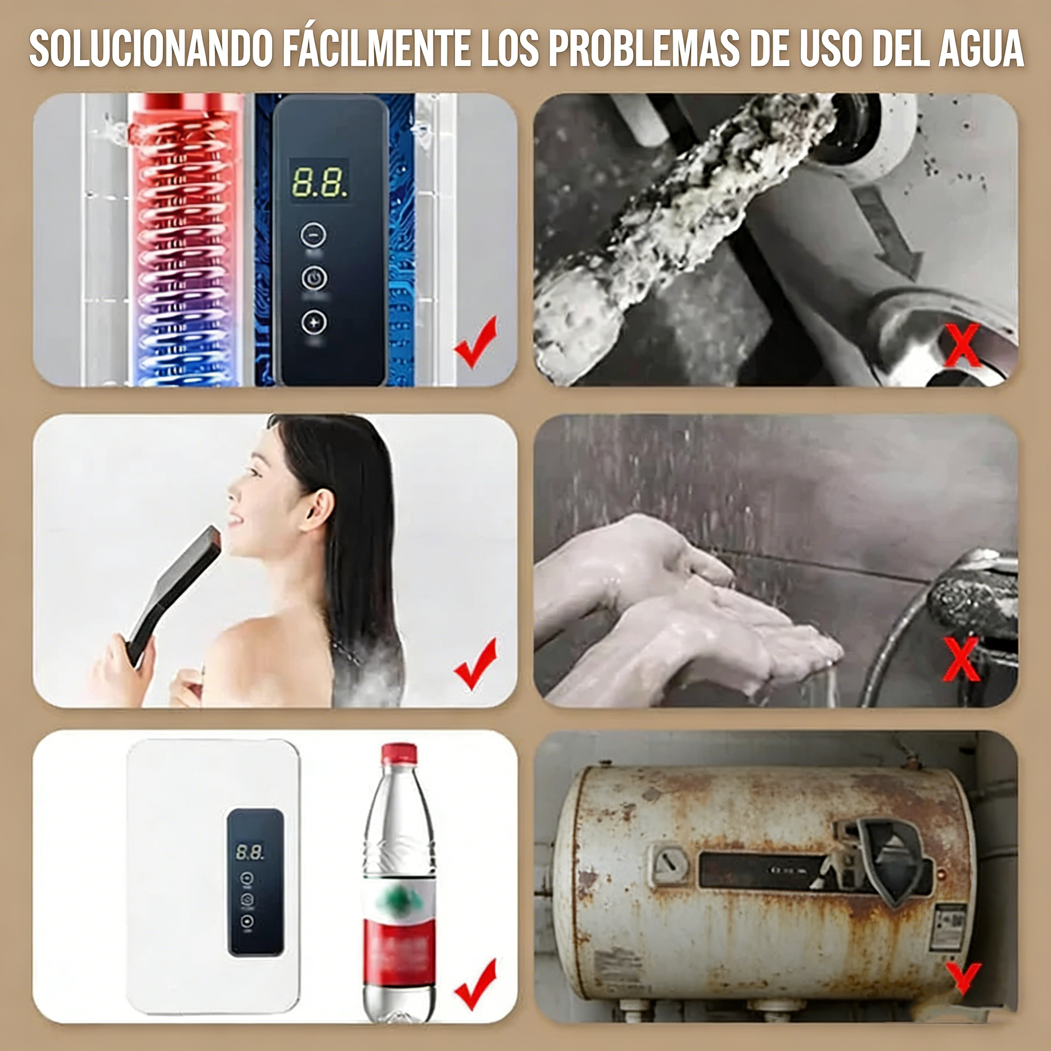 🔥 Calentador de Agua Instantáneo sin Tanque – Diseño Compacto con Control de Temperatura Digital para Ahorro de Energía ⚡🚿