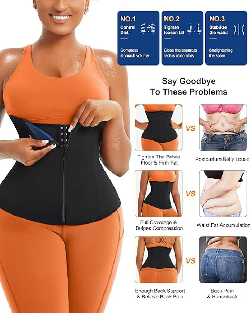 Faja Deportiva para Mujer Cinturón de Sudor para Entrenamiento, Pérdida de Peso y Abdomen con Hebilla