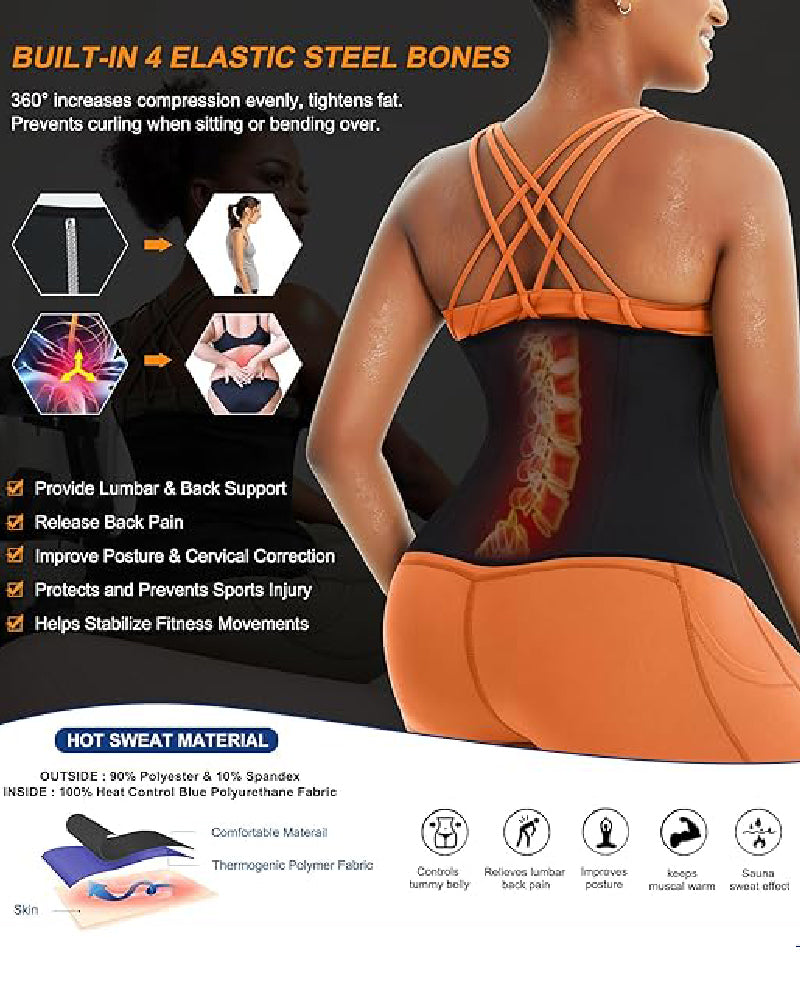 Faja Deportiva para Mujer Cinturón de Sudor para Entrenamiento, Pérdida de Peso y Abdomen con Hebilla