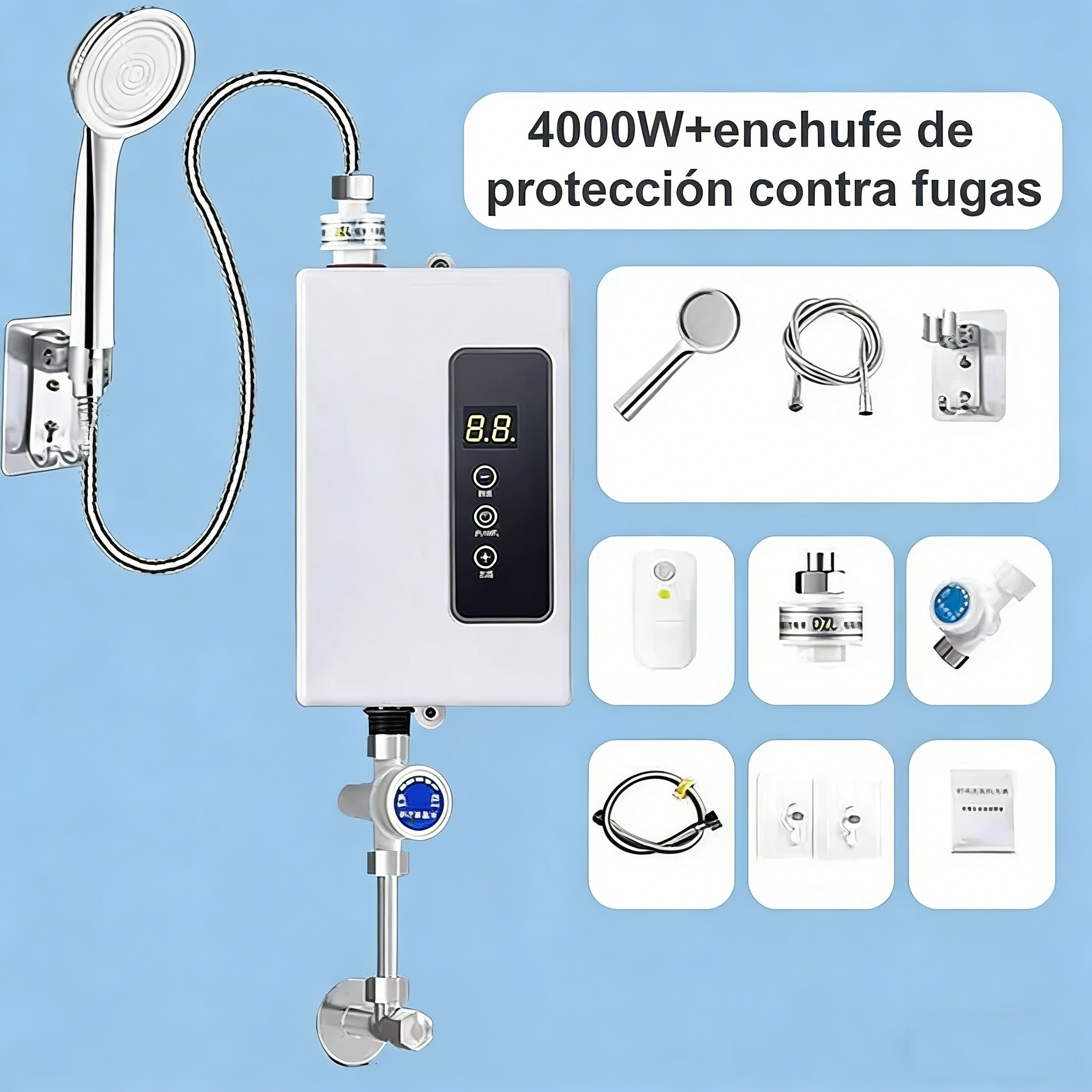 🔥 Calentador de Agua Instantáneo sin Tanque – Diseño Compacto con Control de Temperatura Digital para Ahorro de Energía ⚡🚿