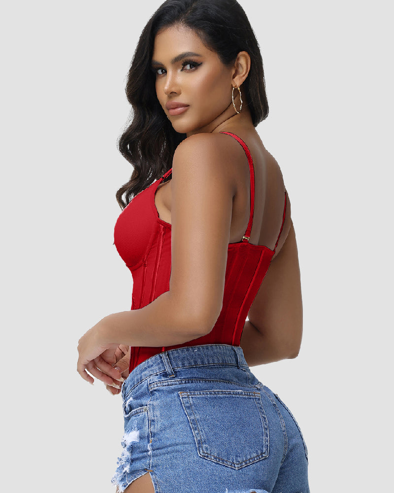 Shapshe® Fajas Colombianas Corset Top con Cremallera Entrenador de Cintura Love Pattern