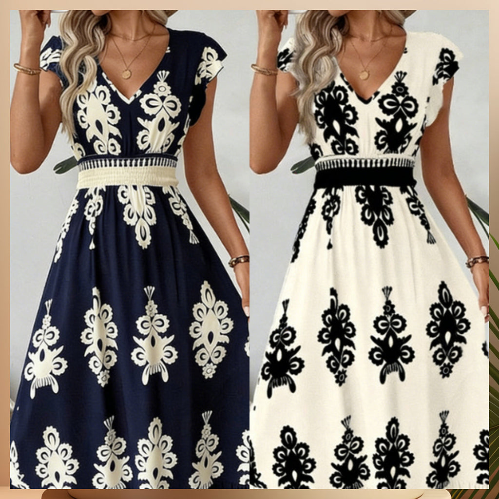 ⏰ ¡Oferta Limitada 50% OFF! 👗 Vestido Maxi Fluido con Estampado Barroco y Escote en V para Mujer – Elegancia y Comodidad Todo el Día 🏖️✨