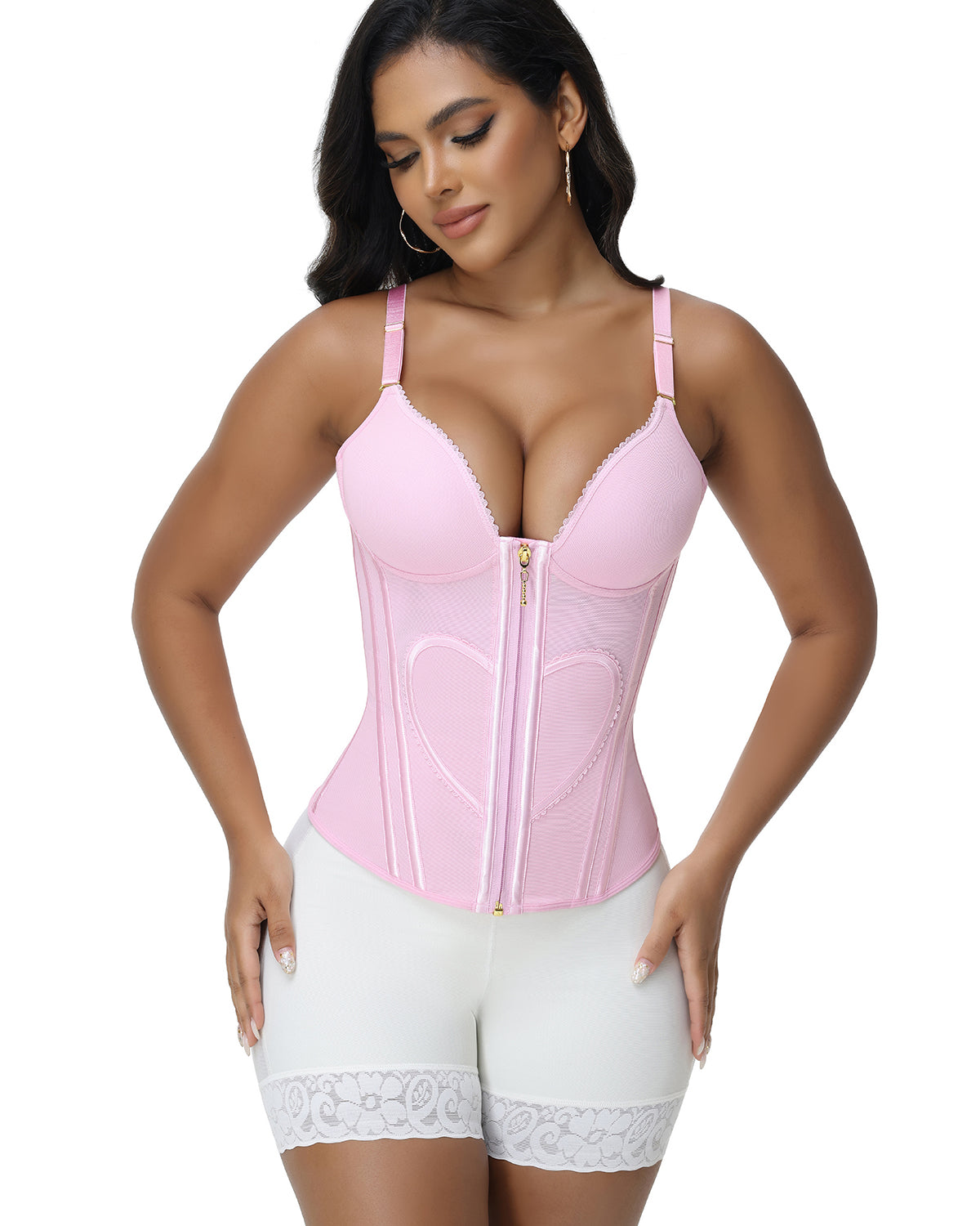 Shapshe® Fajas Colombianas Corset Top con Cremallera Entrenador de Cintura Love Pattern
