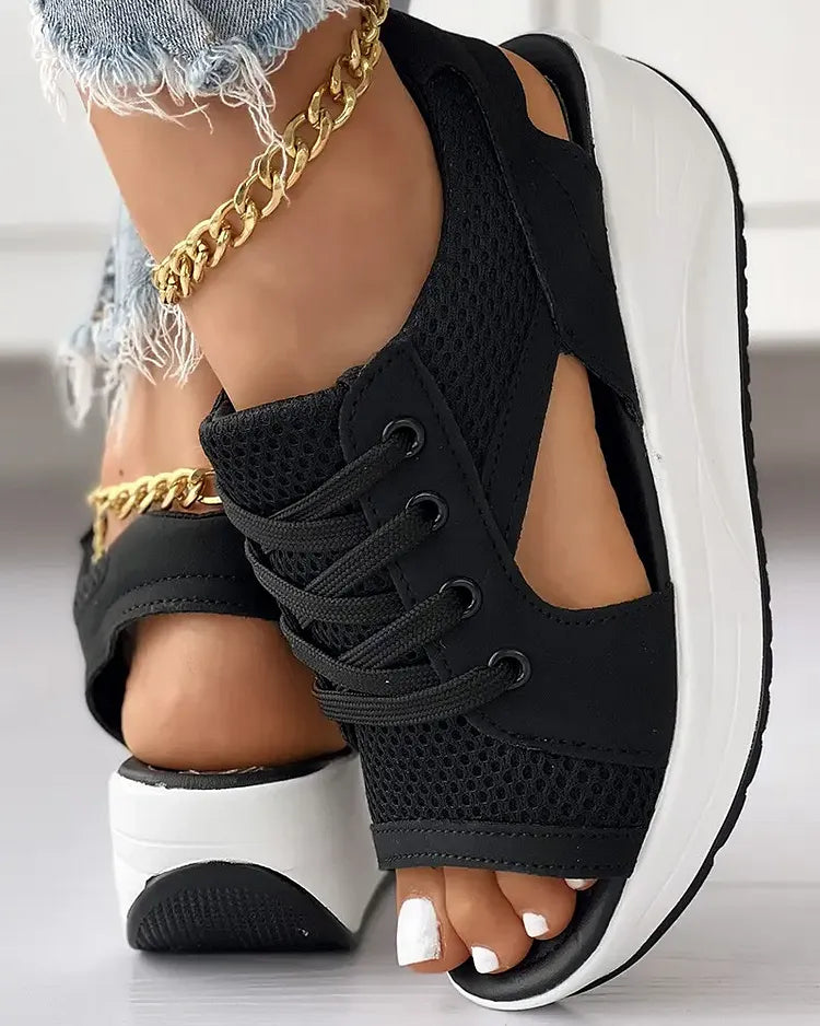 ✨SANDALIAS MUFFIN CON CORDONES Y ABERTURAS CON PANELES EN CONTRASTE✨