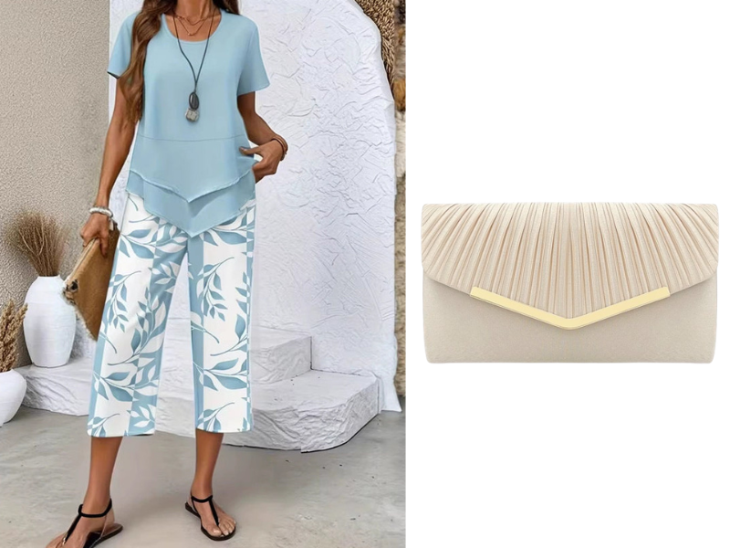 ⏰🔥 ¡50% DE DESCUENTO POR TIEMPO LIMITADO! 💙 Conjunto Casual de Mujer – Túnica en Capas y Pantalones Anchos para Máxima Comodidad ✨👖