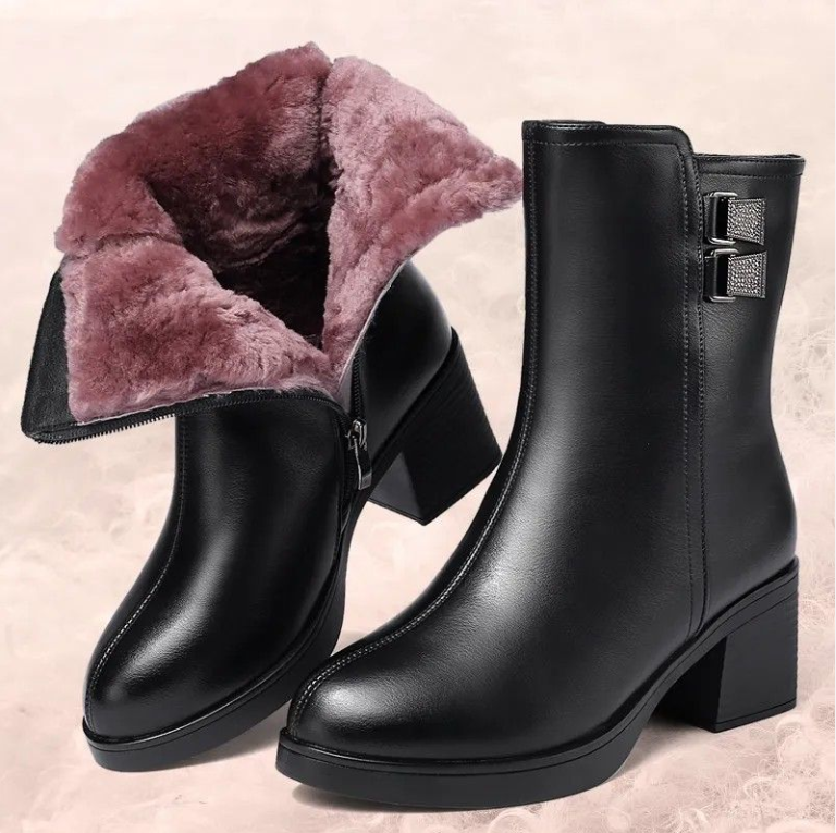 Botas de Invierno Cuero Suave Cumbre Serenidad Aurora, Calidez y Confort Todo el Día
