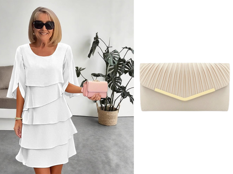 ✨ Elegante Vestido Laminado con Mangas de Volantes para Mujer – Estilo Sofisticado y Confortable para Cualquier Ocasión 💃🌟