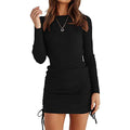 Mini vestido de moda de costilla elástica para mujer