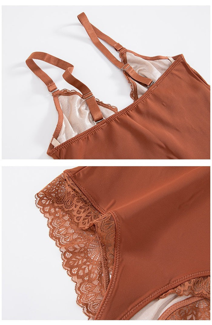 Body de Encaje Sexy con Escote Profundo en V