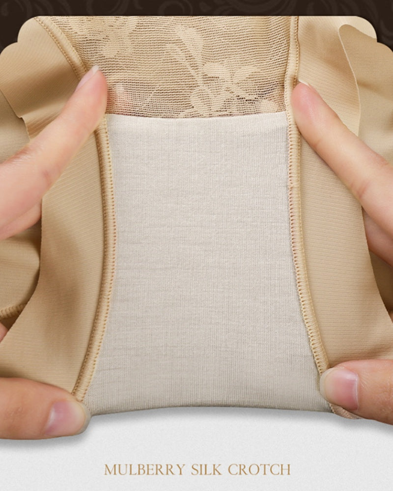 Panties moldeadores de control abdominal con encaje floral de cintura alta