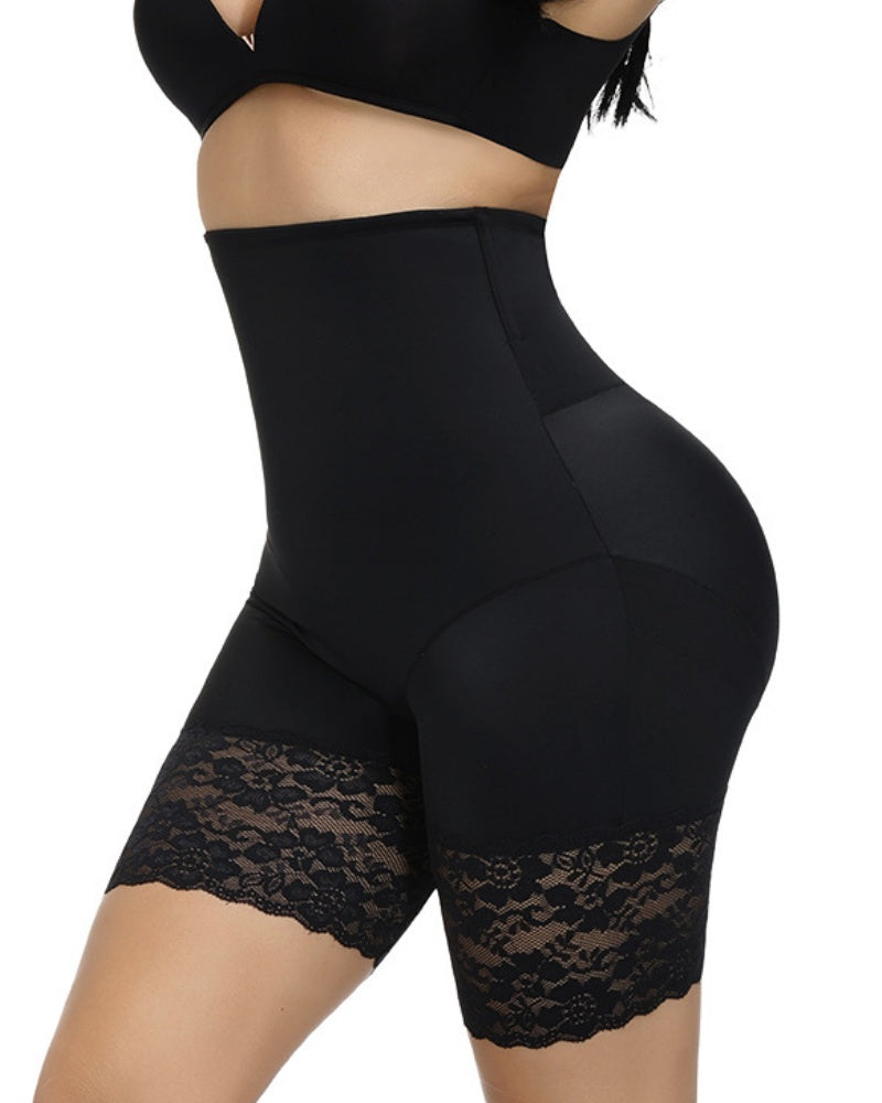 Shorts Moldeadores de Cintura Alta con Encaje, Control de Abdomen y Levantamiento de Glúteos