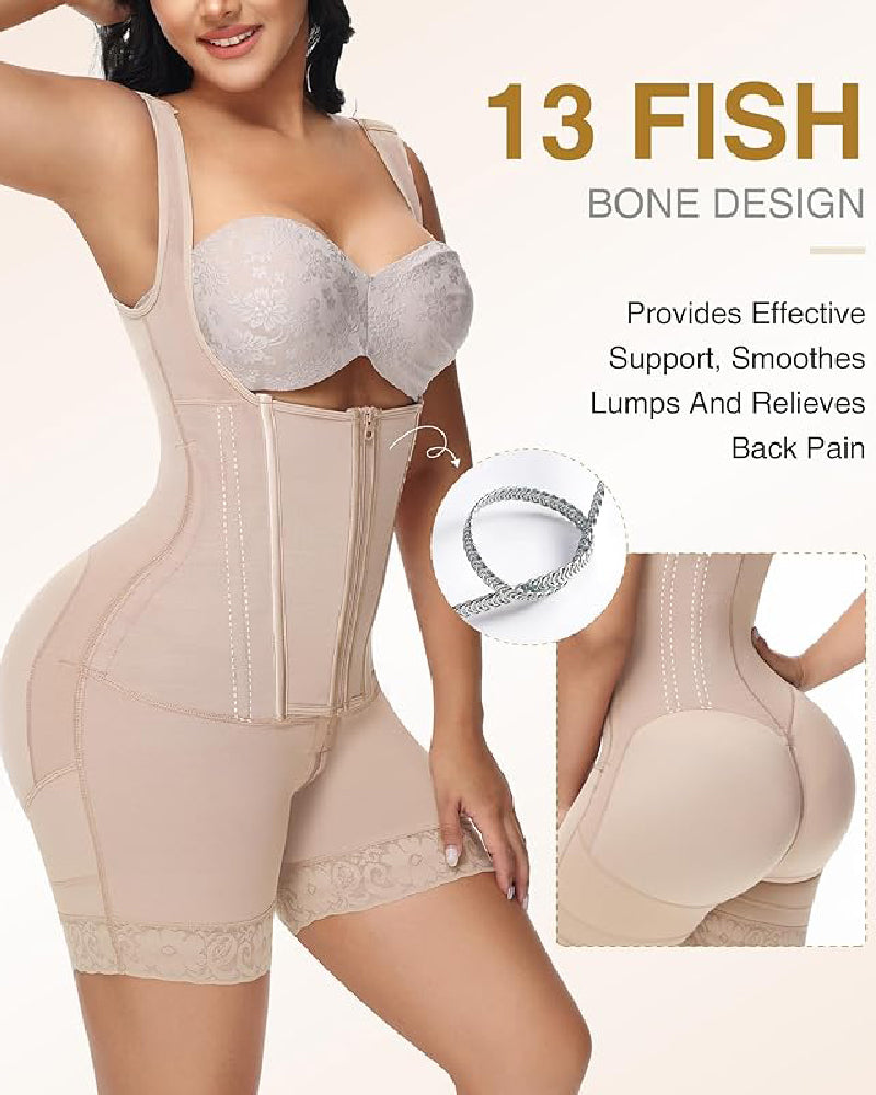 Shapshe® Faja de Alta Compresión con Cremallera Frontal hasta Media Muslo