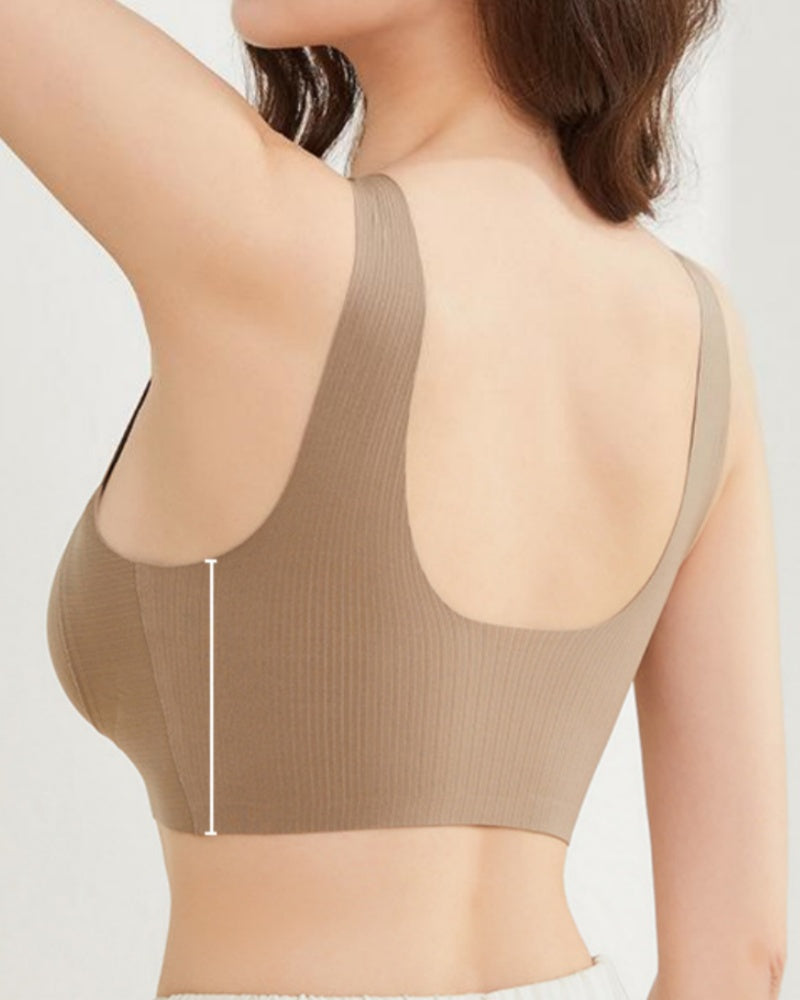 Sostén tipo chaleco sin varillas con soporte suave push up y diseño de malla patchwork