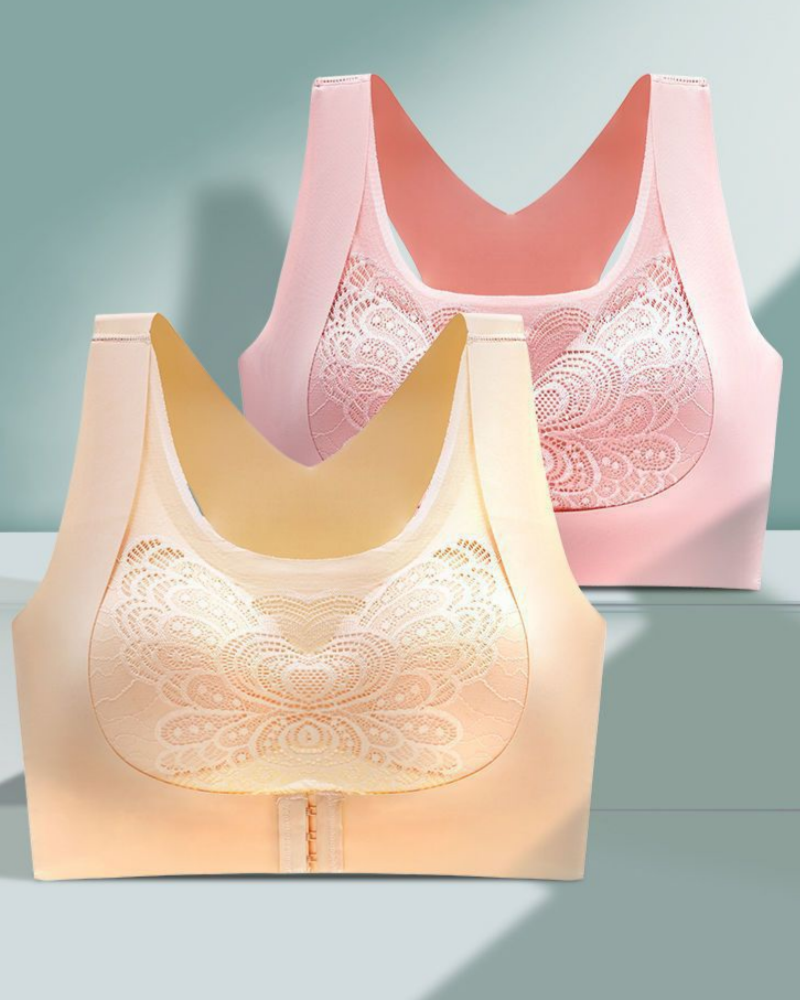 Sostén inalámbrico con copa push-up, broche frontal sin costuras, corrige la joroba