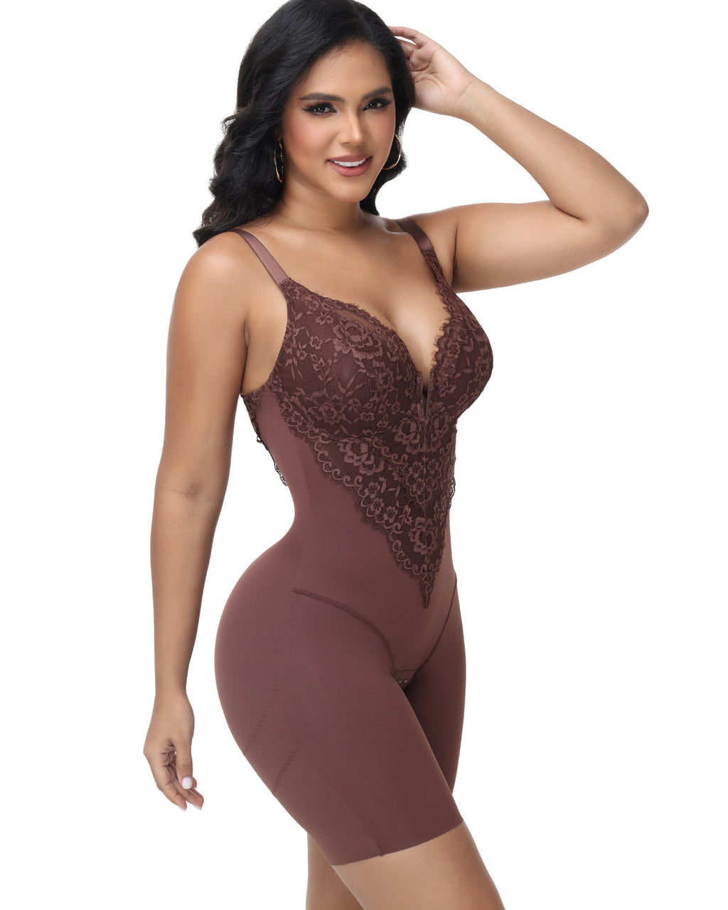 Shapshe® Body moldeador de encaje con escote profundo y espalda descubierta