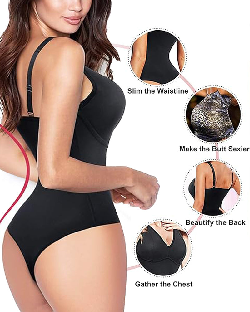 Modelador Corporal Slim Control de Abdomen Body Shaper con Escote en V Profundo y Tanga