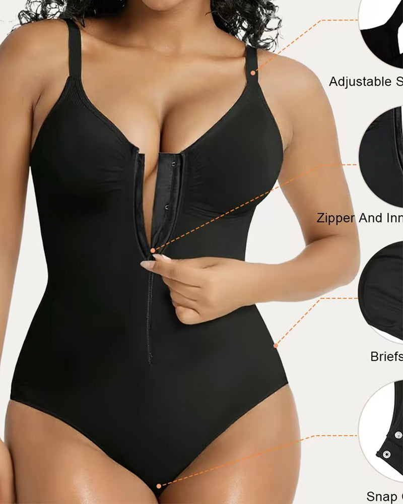 Body moldeador con control abdominal y cremallera frontal, en forma de triángulo