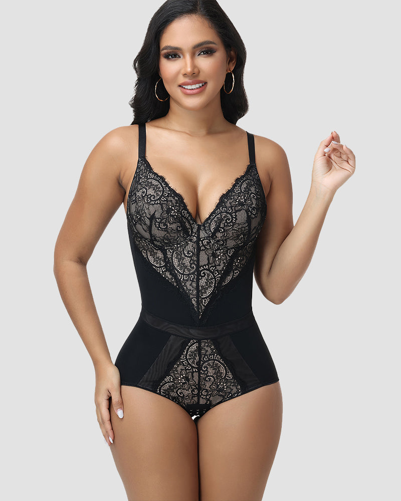 Shapshe® Body Moldeador con Escote en V Profundo y Encaje Elegante
