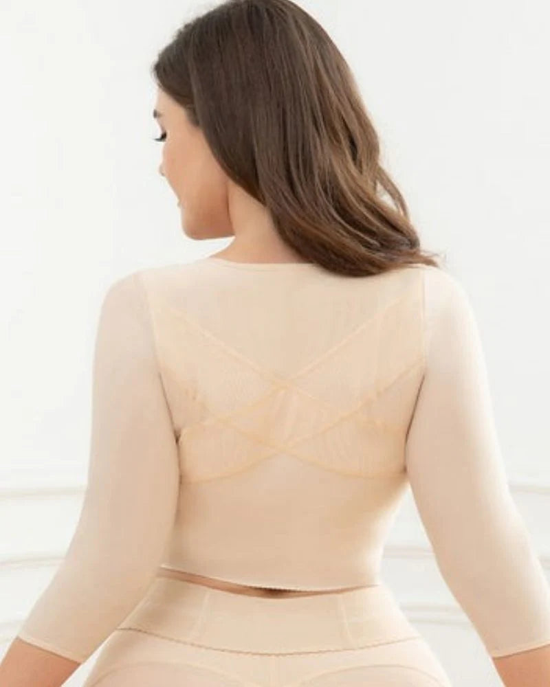 Shapshe® Sujetador con Soporte y Mangas Moldeadoras para Brazos Beige con Cierre Frontal