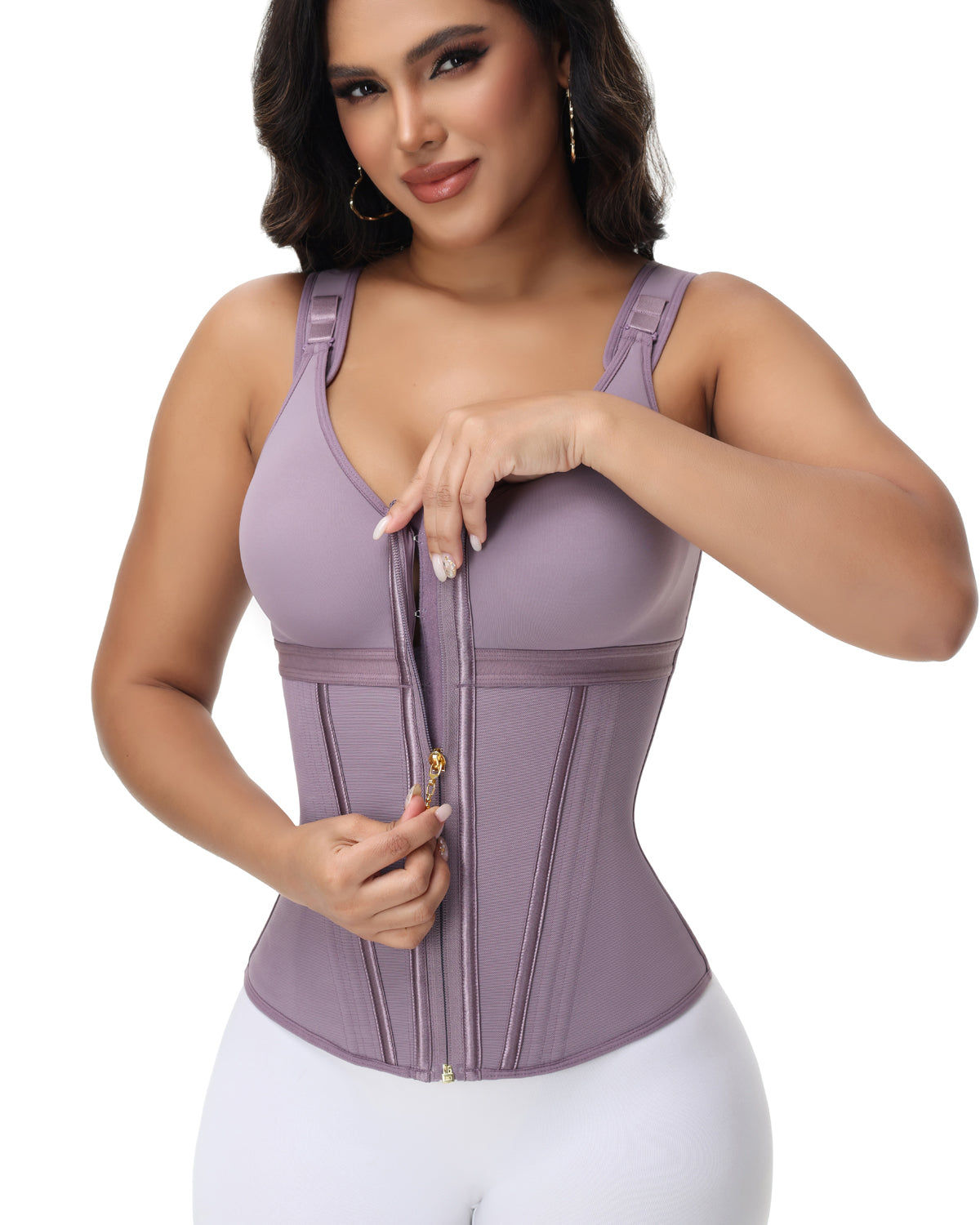 Shapshe® Fajas Colombianas Trainer de Cintura con Cremallera Frontal, Varillas de Acero y Control de Abdomen